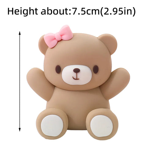 New 3D Bear Cake Topper Baby Shower Bear Decoration Boy Girl Happy 1st