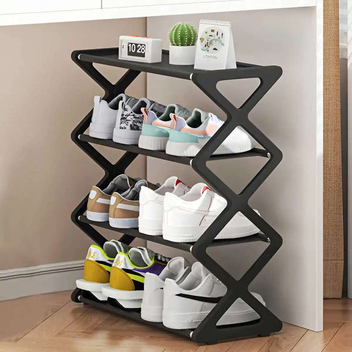 4-Tier Foldable Shoe Rack Dorm Rooms Boxed version Multifunctional