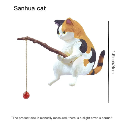 Fishing cat Car Interior Decoration Cute Resin With Pipe Glasses Auto