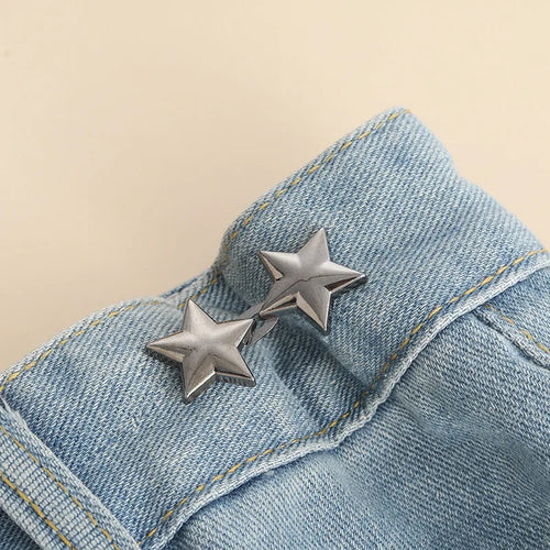 Star Adjustable Jeans Button Clips - Waist Tightener for Pants/Skirts,