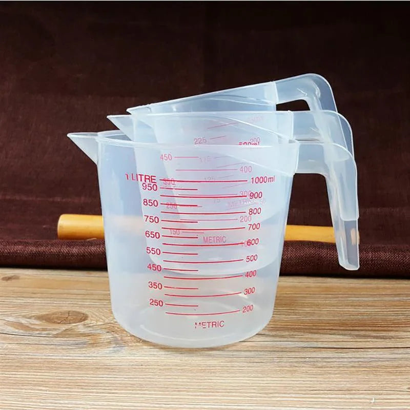 3pcs 250/500/1000ml Baking Liquid Measuring Cups PVC Scale Cup Plastic