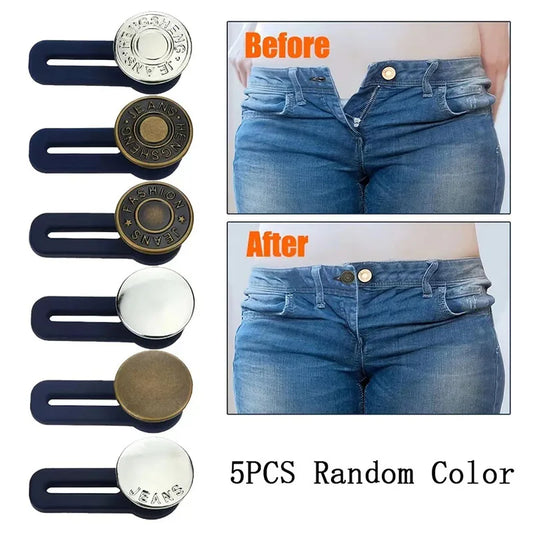 5pcs Button Extender For Pants Adjustable Waist Button Retractable