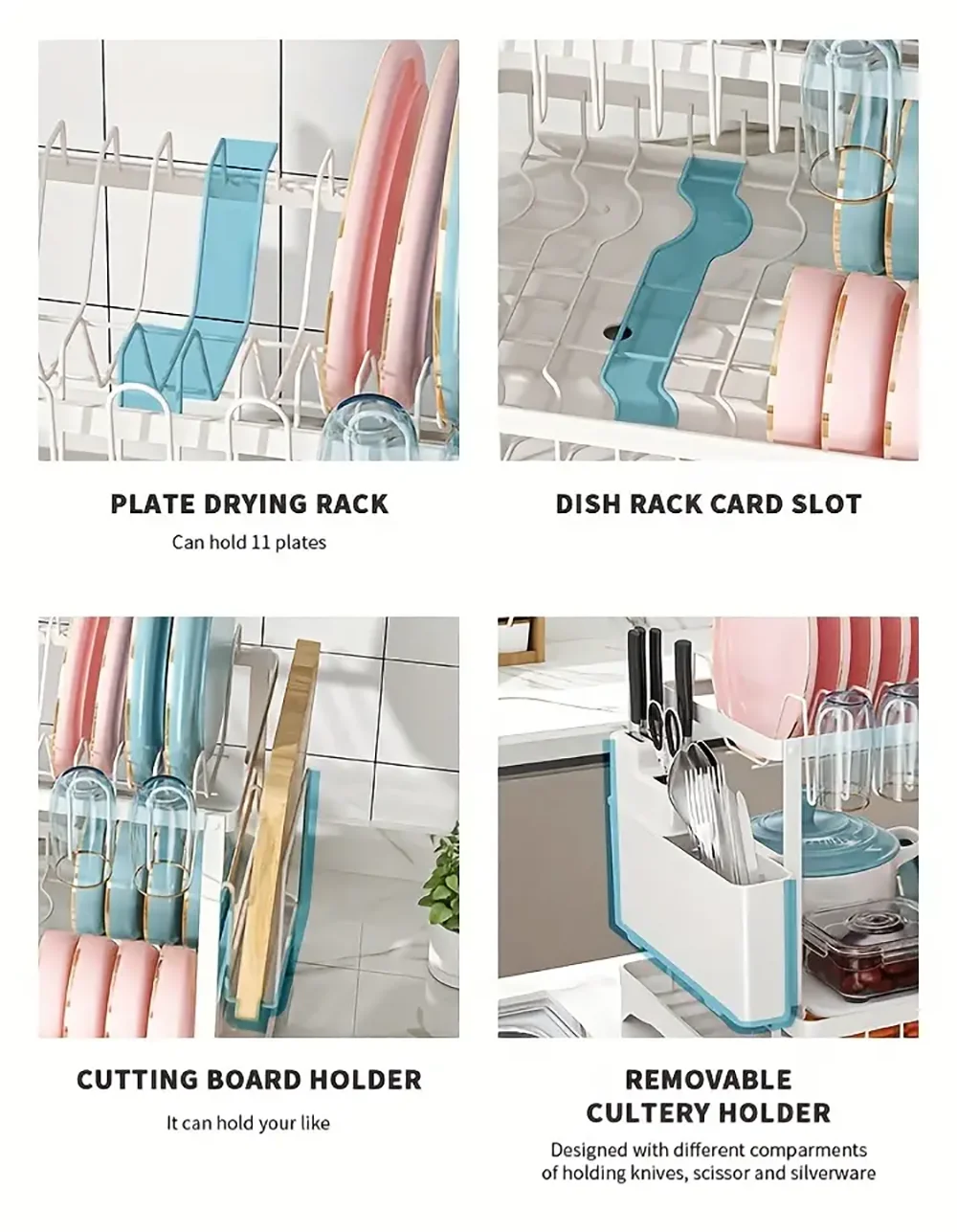 Dish Drying Rack, 2 Tier Large Dish Drying Rack for Kitchen Counter