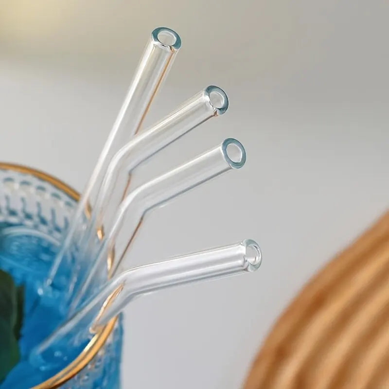 1set Heat Resistant Glass Straws with Brush - Set of 5 - Reusable and