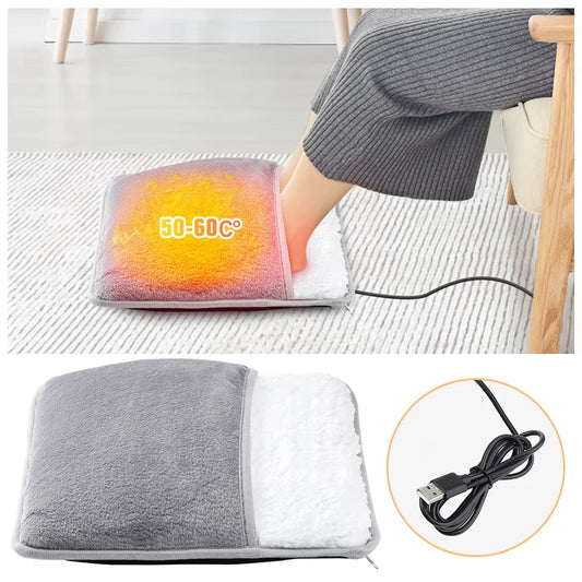Winter Electric Foot Heating Pad USB Charging Soft Plush Washable Foot