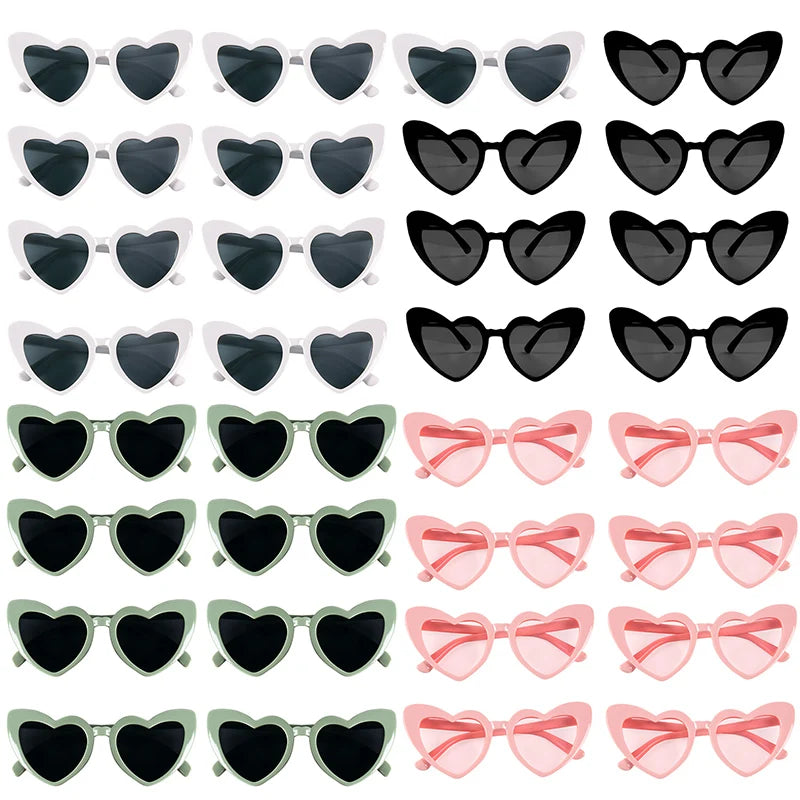 Bachelorette Party Heart Shaped Glasses Black White Pink Avocado Green