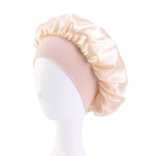 New Satin Wide Brim Nightcap Silky Bonnet Hair Wrap for Sleeping Sleep