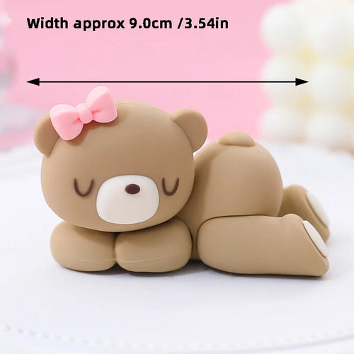 New 3D Bear Cake Topper Baby Shower Bear Decoration Boy Girl Happy 1st
