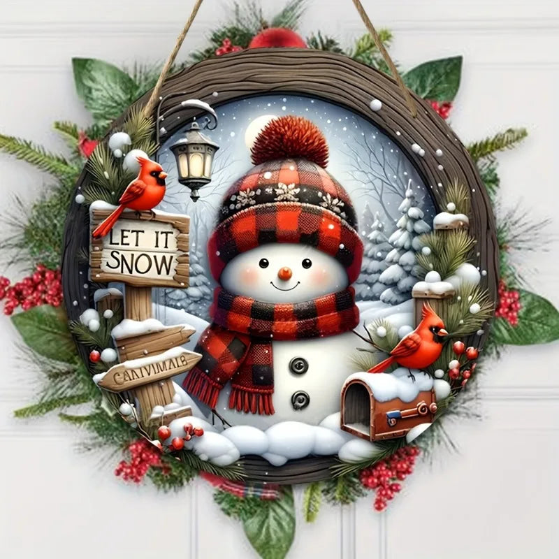 7.9" Christmas Wreath Centerpiece Decoration - Acrylic  Round Holiday