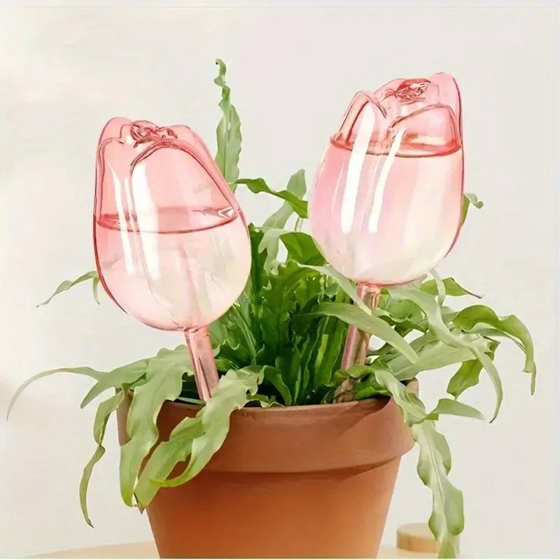 Pink tulip plant watering balls, suitable for indoor and outdoor