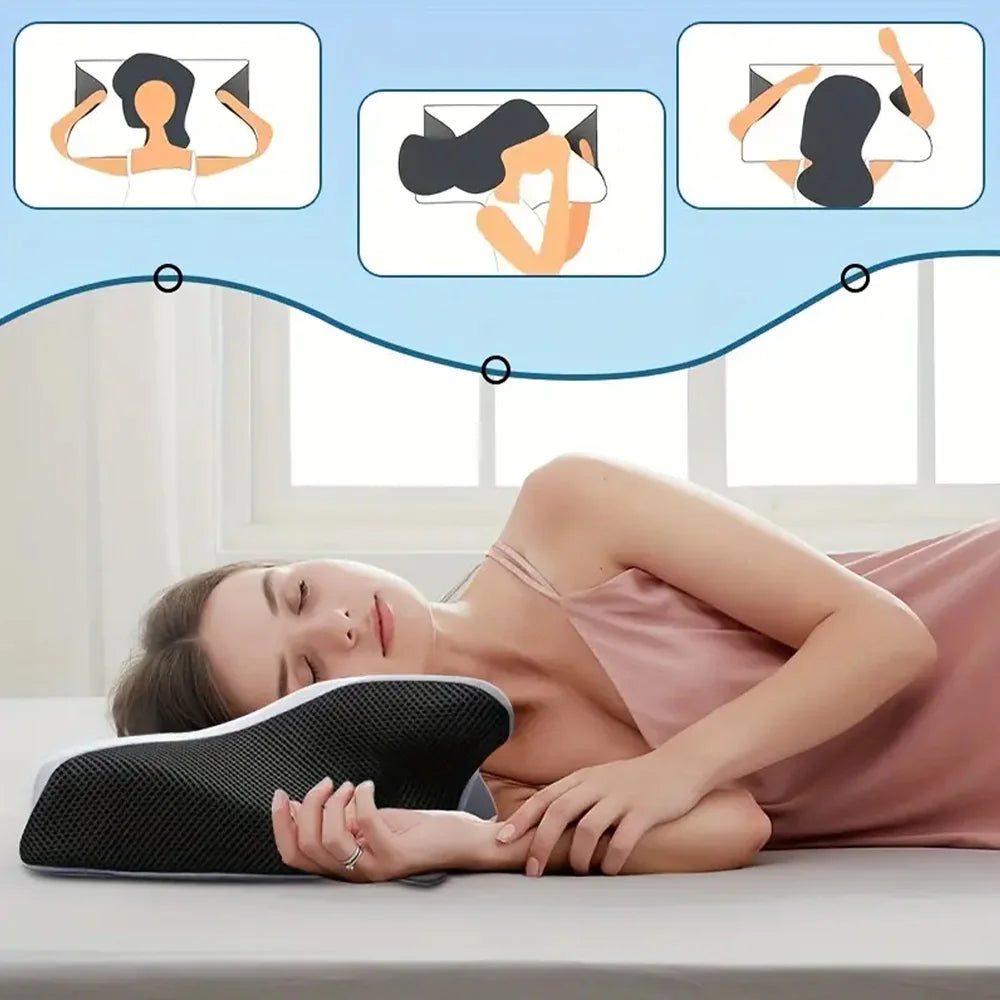 1pc Memory Foam Cervical Pillow, 2 in 1 Ergonomic Contour Orthopedic