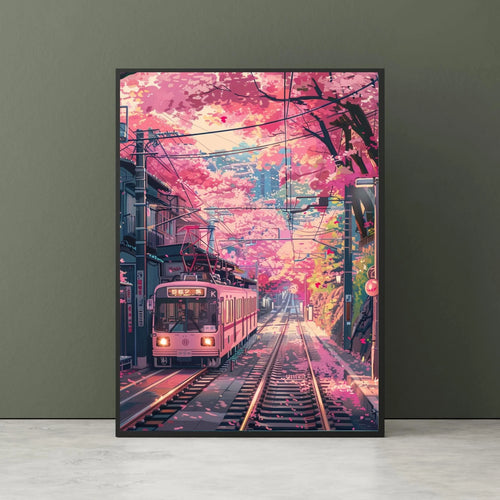 Vintage Japanese Landscape Canvas Print - Asian Art Railway Wall Art