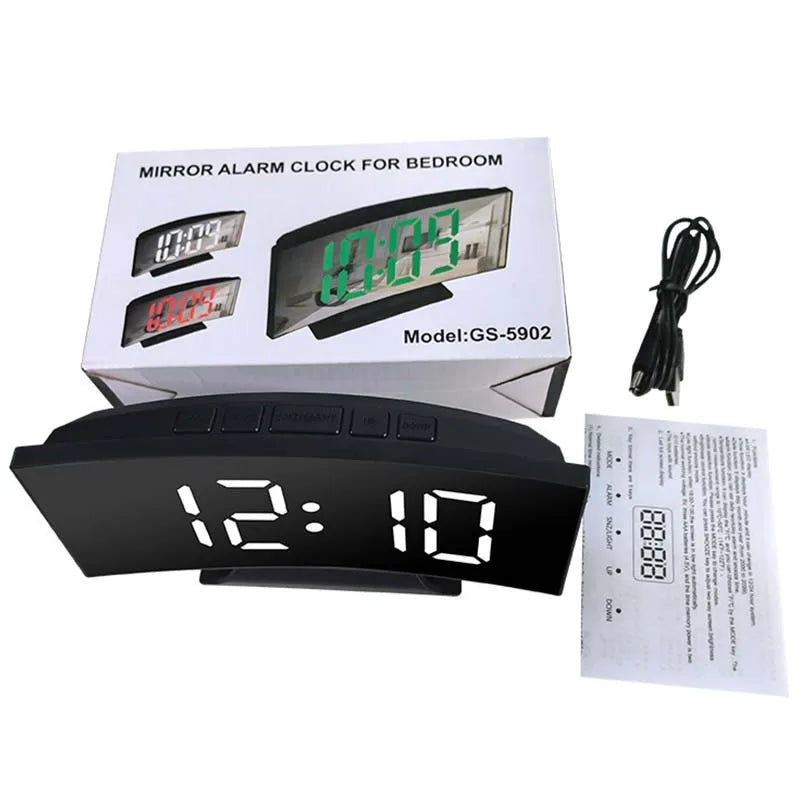 Electronic Alarm Clock Noiseless Design Digital LED Large Display