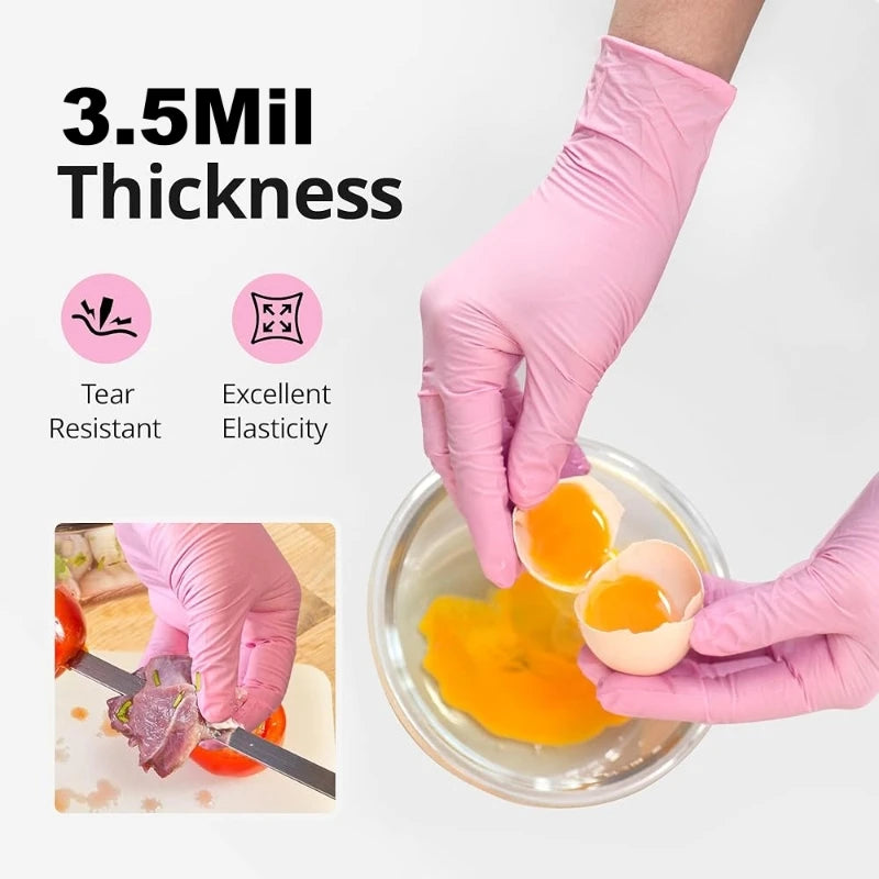 20/50/100PCS Pink Nitrile Disposable Gloves 3.5mil Latex Free