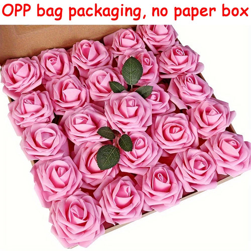 25pcs Artificial Flowers, Fake Flowers Roses W/stem For DIY Wedding