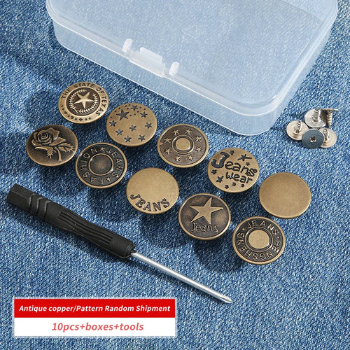5/10/20pcs jeans button adjustable waist shrinker Nail free metal