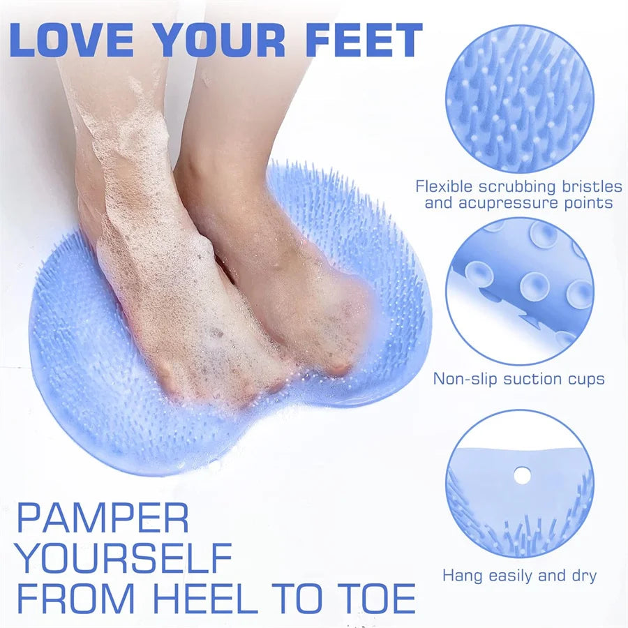 Shower Foot Scrubber Mat Back Washer Exfoliating Bath Wash Pad Wall