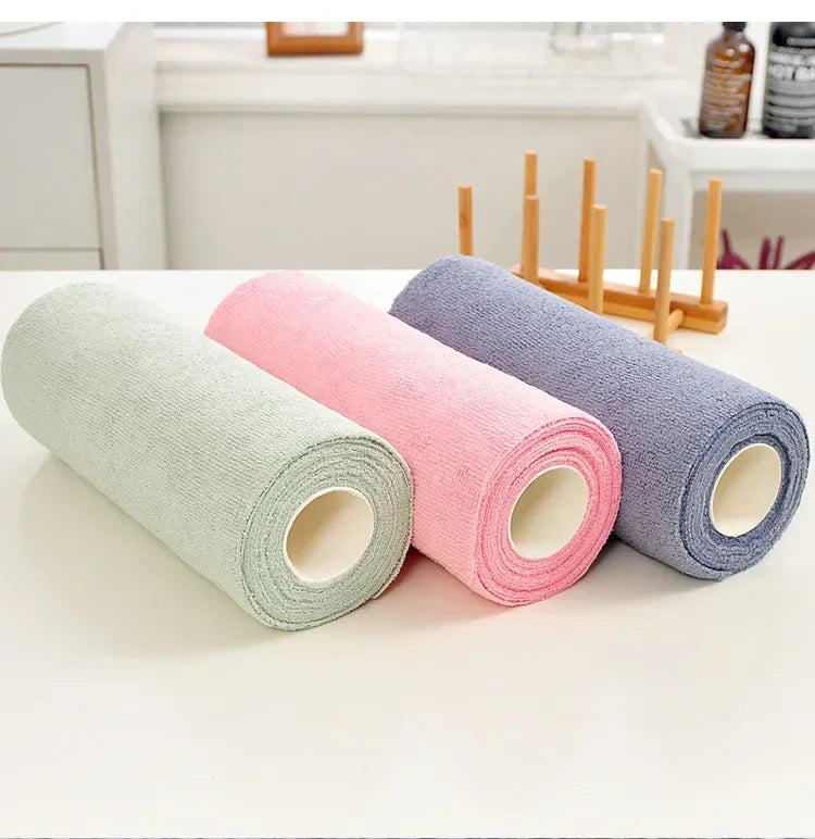 Reusable Cleaning Wipe Household Kitchen Cloth Microfiber Towel Rolls