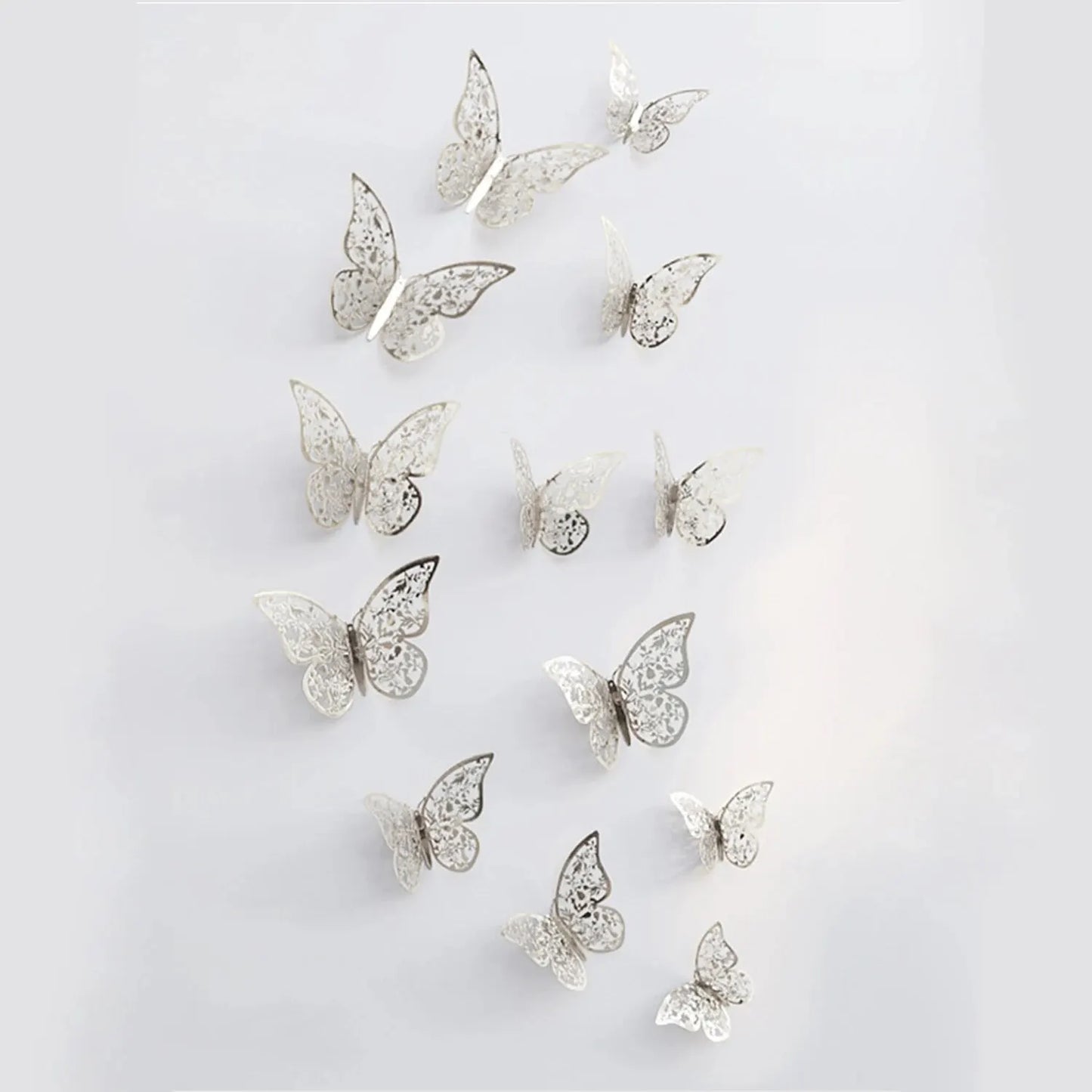 12pcs/lot Metal Inspired Hollow 3D Paper Butterfly Decorations for