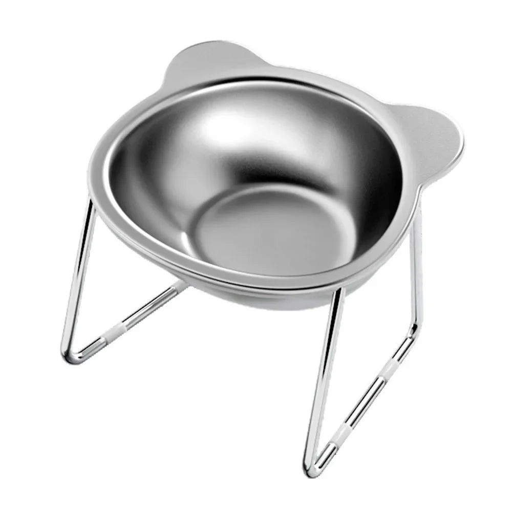 ‌304 Stainless Steel Raised Cat Bowl with 15° Elevated Design Tilted