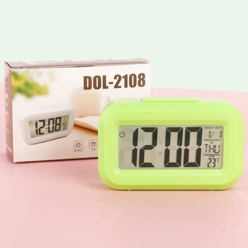 12/24h Led Digital Display Alarm Clock Home Bedside Battery Power