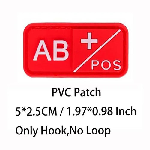 Small Patch with Hook,PVC Blood Type A B AB O POS NEG Emblemen,Patches