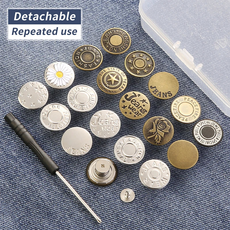 5/10/20pcs jeans button adjustable waist shrinker Nail free metal