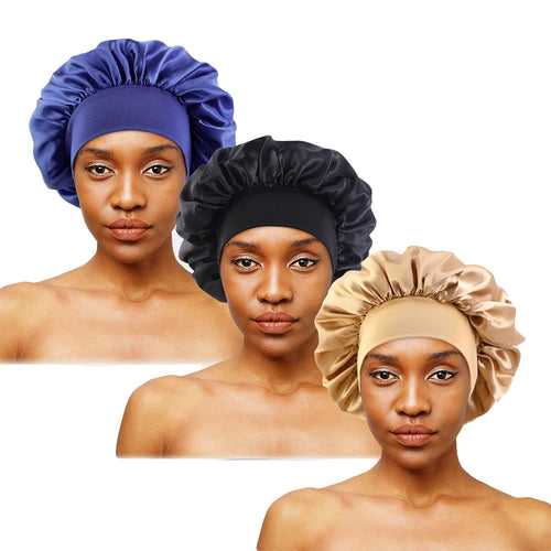 New Satin Wide Brim Nightcap Silky Bonnet Hair Wrap for Sleeping Sleep
