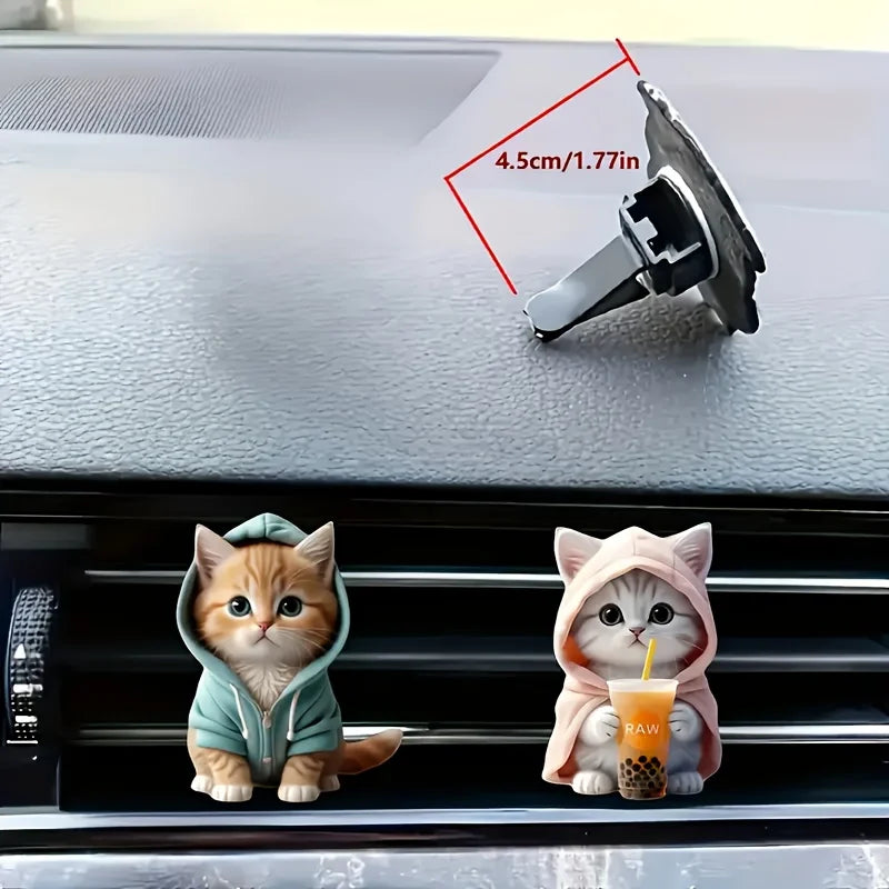 Cute cat acrylic car aromatherapy, long-lasting fragrance, vent clip,
