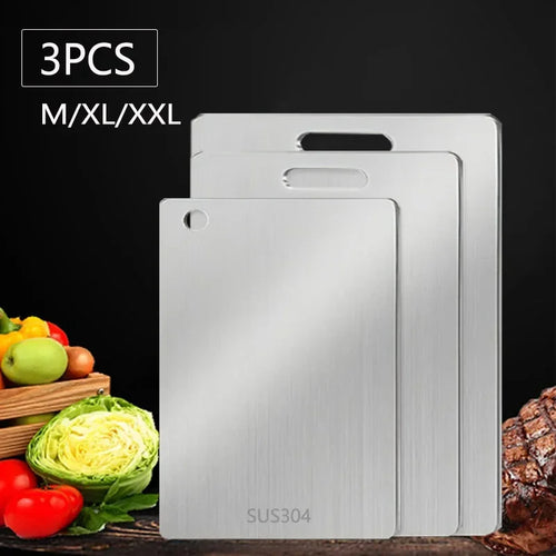 Double Sided 304 Stainless Steel Cutting Board Anti-Slip Chopping
