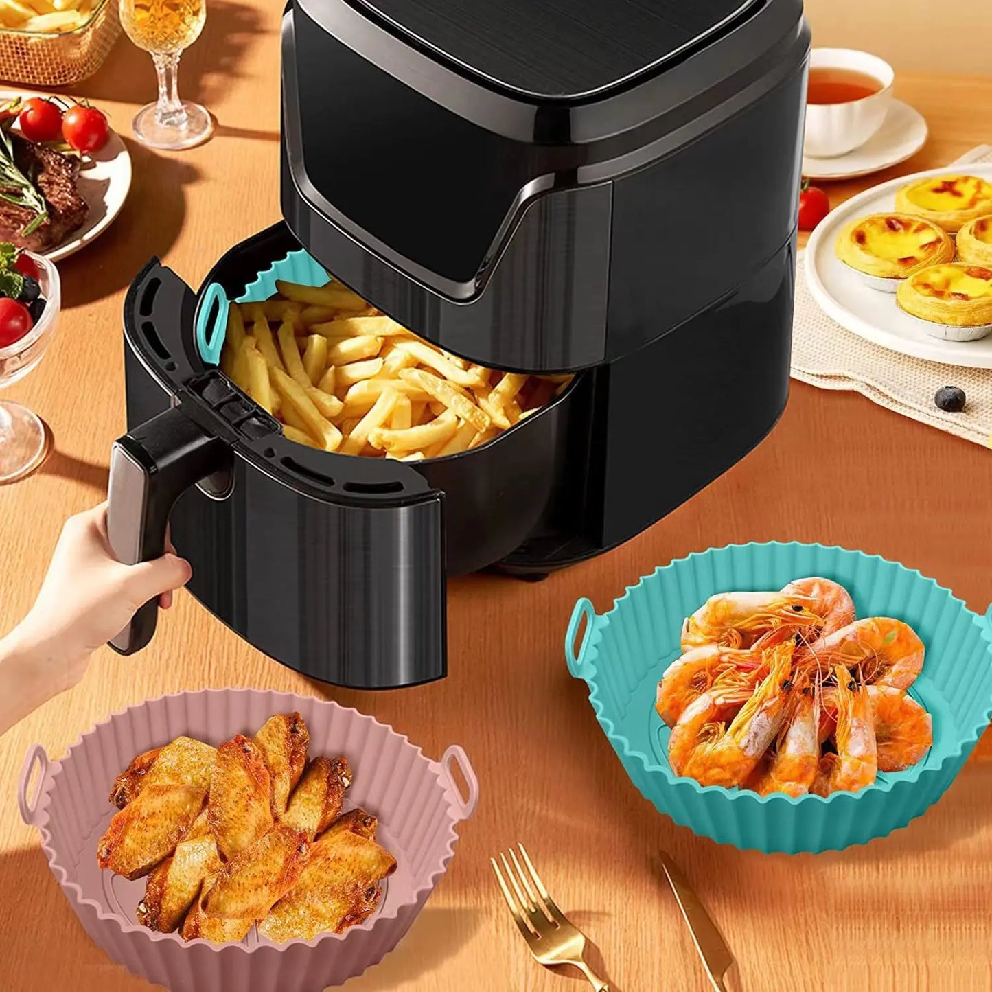 Air Fryer Silicone Liners Air Fryer Silicone Pot Reusable Silicone Air