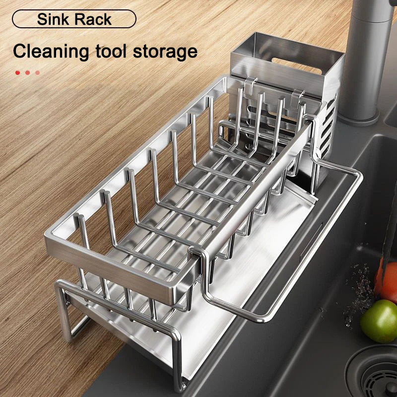 Sink Cleaning Tools Storage Rack Kitchen Multifunctional Stainless