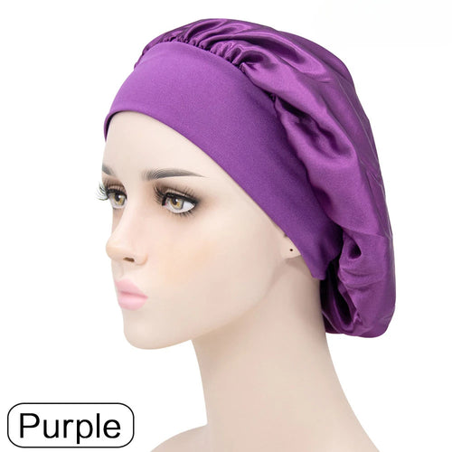 Adjust Solid Satin Bonnet Hair Styling Cap Long Hair Care Women Night
