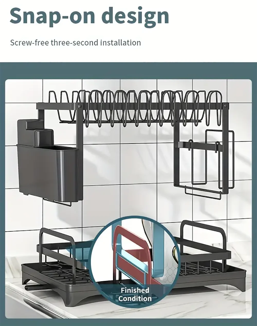 Dish Drying Rack, 2 Tier Large Dish Drying Rack for Kitchen Counter