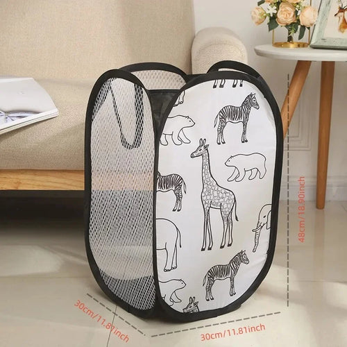 Portable Mesh Pop Up Laundry Hamper Wide Opening Breathable