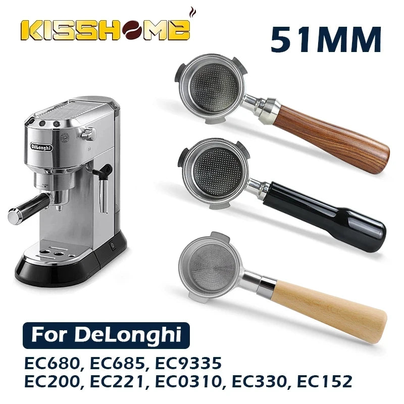 Coffee Bottomless Portafilter 51MM For Delonghi EC680 EC685 EC310 With