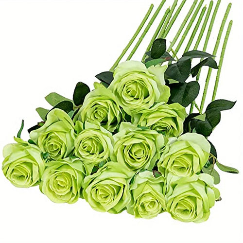 12pcs Realistic Artificial Rose Bouquet for Weddings, Birthdays, and