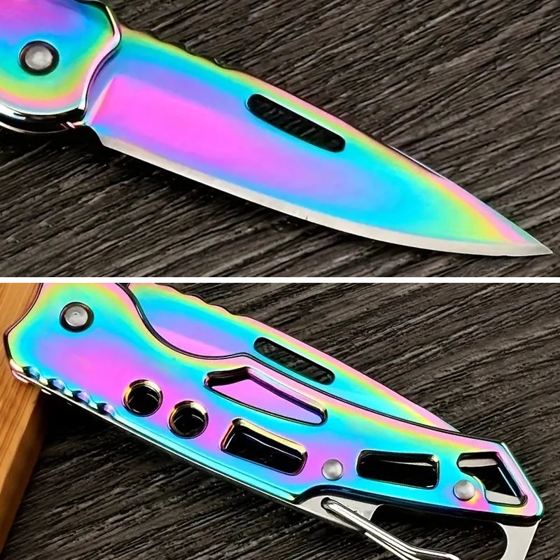 Folding Fruit Knife, Stainless Steel Outdoor Knife with Non-slip