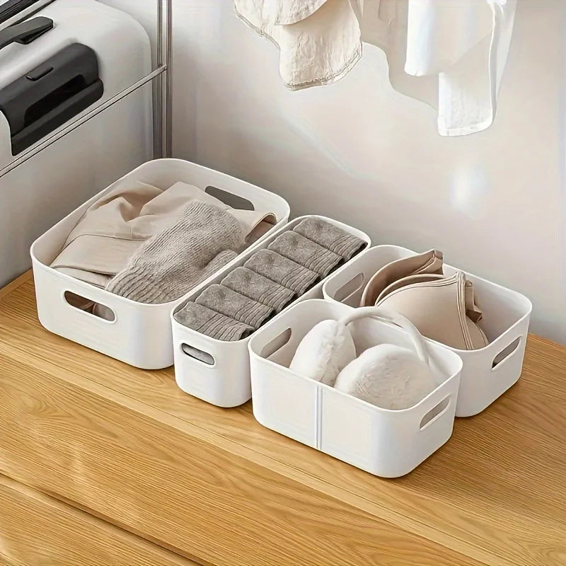 5pcs Stackable Storage Box Set,Rectangular Plastic Organizer