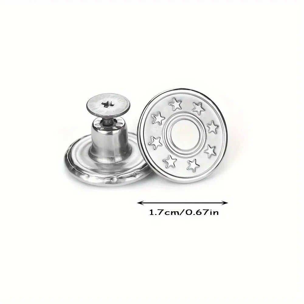 10Pcs Metal Jeans Buttons 17mm Replacement No-Sewing Screw Button