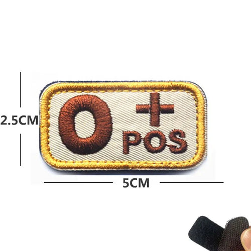 5*2.5CM Small Patch with Hook and Loop Blood Type A B AB O POS NEG