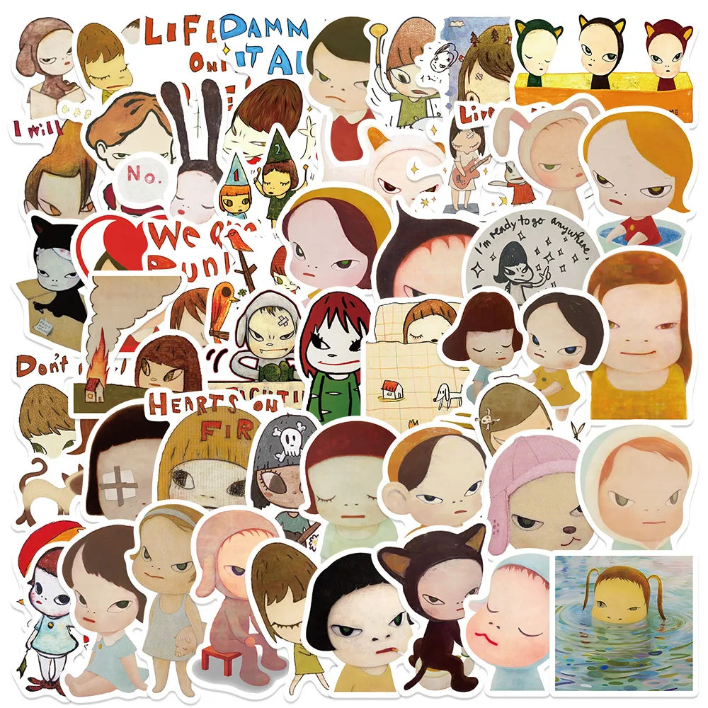50PCS Japan Nara Yoshitomo Stickers Cute Decal Laptop Motorcycle
