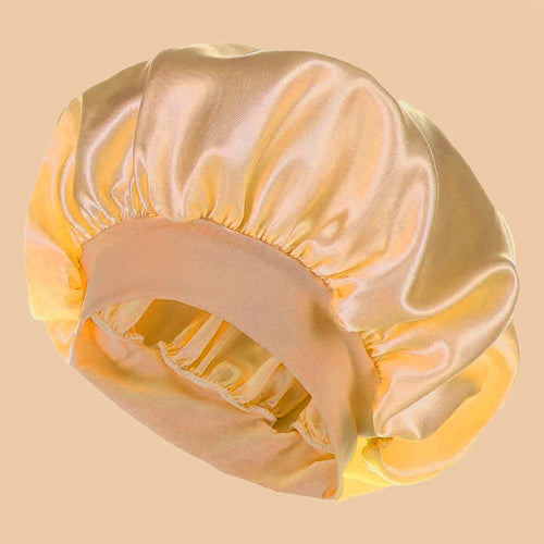 1pc Women's Solid Color Satin Wide-Brimmed Shower Cap, Suitable For