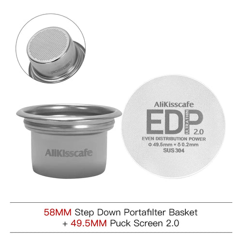 AliKisscafe 58mm to 49mm Step Down Portafilter Basket Kit Coffee