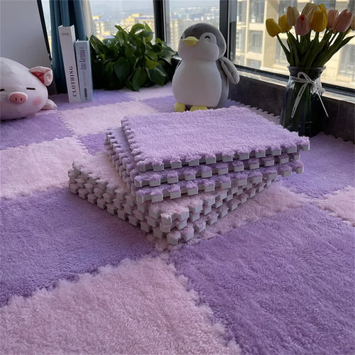 30*30CM Soft Plush Children Kids Rug Play Mat Puzzle Carpet Warm