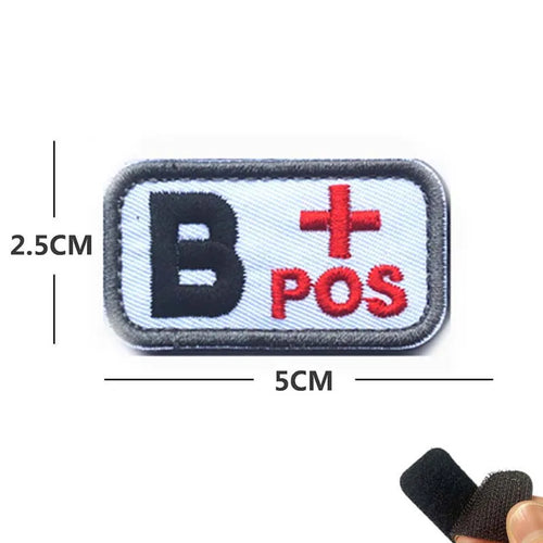 5*2.5CM Small Patch with Hook and Loop Blood Type A B AB O POS NEG