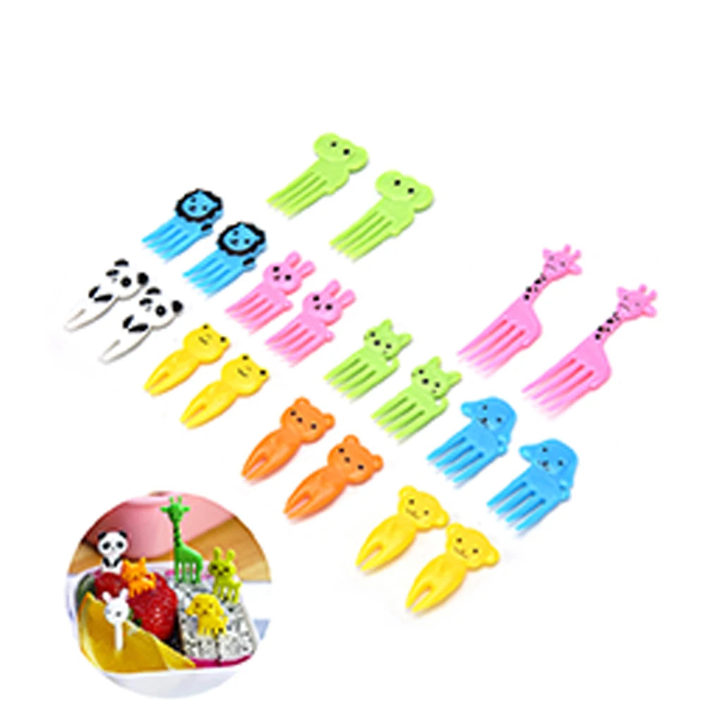 10pcs Animal Farm Fruit Fork Mini Cartoon Children Snack Cake Dessert