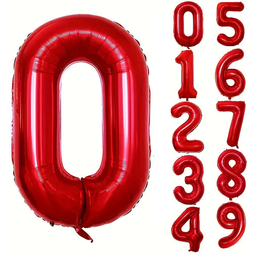 32INCH Red Number Foil Balloons for Birthday Anniversary Party Decor,