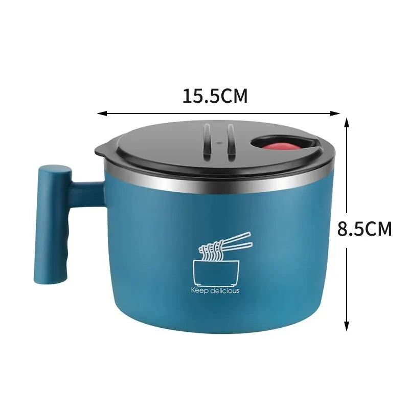 Stainless Steel Bowl With Lid For Instant Noodles Sealed And Portable