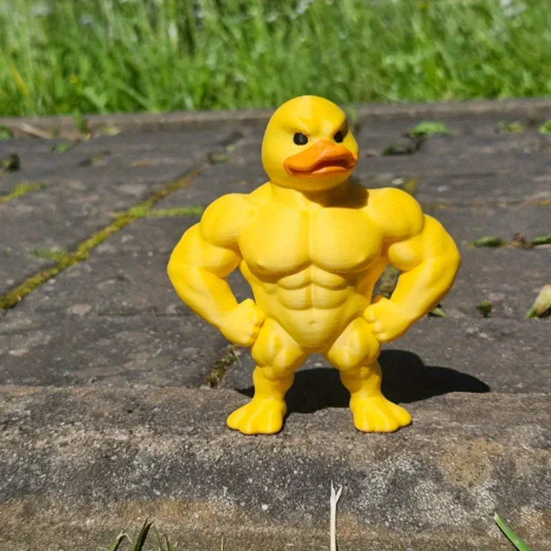 1pc Muscle Duck Statue - 3D Desktop Decor, Cute Bookshelf Whimsical